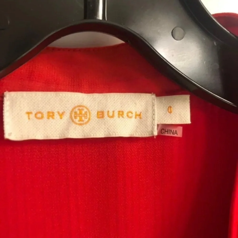 Tory Burch Red Pleated Midi Dress